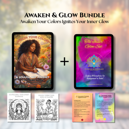 Awaken & Glow Bundle: Soul Art Coloring Book + Inner Glow Affirmation Deck