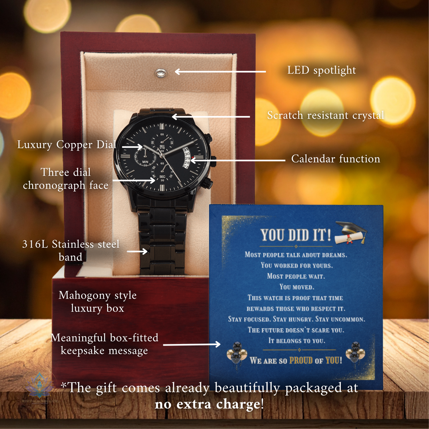 You Did It! | Black Chronograph Graduation Watch