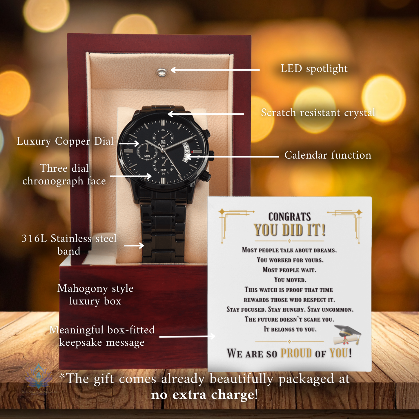 Graduation Gift for Him | Earned & Elevated Chronograph Watch