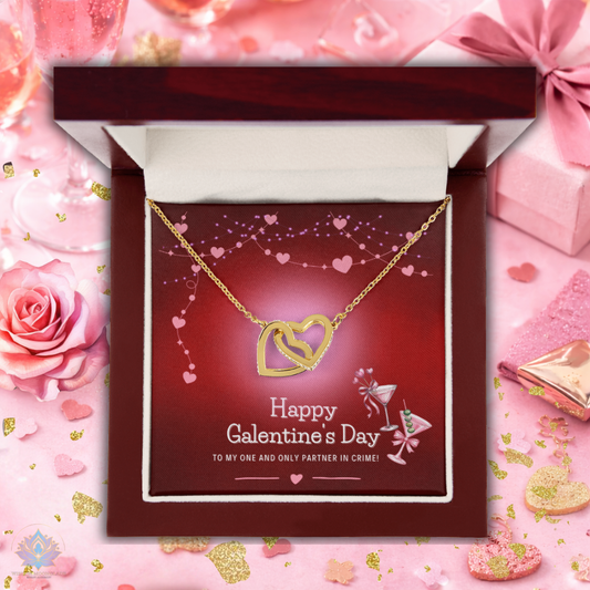 Happy Galentine's Day Interlocking Hearts Necklace | Partner in Crime