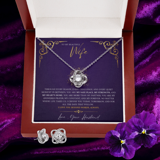 To My Beautiful Wife Love Knot Necklace | My Safe Place. My Forever.